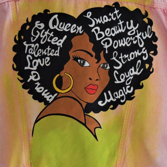 Denim Jacket Hand Painted Levis S Pink New - Picture 3 of 14